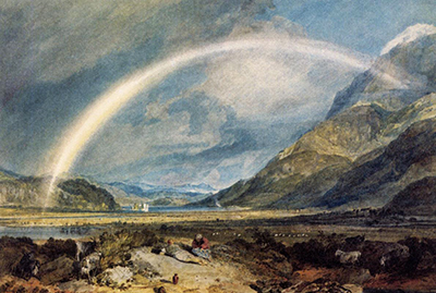 Kilchern Castle with the Cruchan Ben Mountains Scotland Noon William Turner